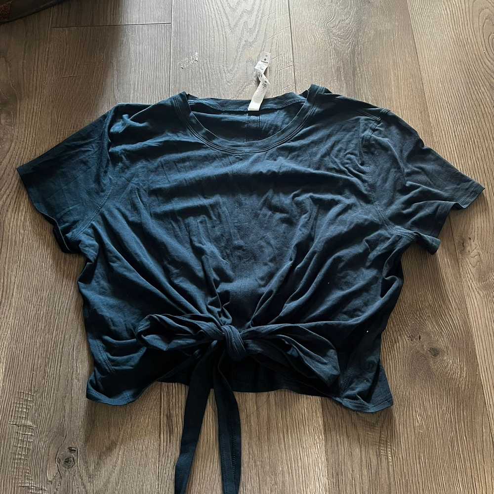 Navy Blue Tie-Front Women's Top